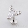 LOBSTER SHAPED CHARM CZ STUD THREADLESS (PUSH IN) 316L SURGICAL STEEL LABRET SET